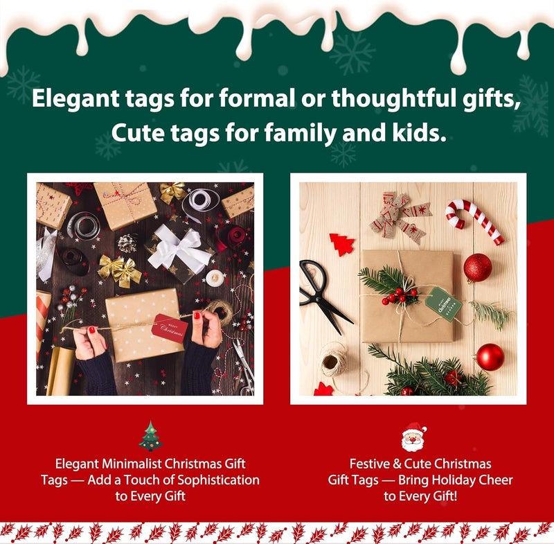 TAMUTO Christmas Gift Tags, 48 Thick Matte Cardstock Labels with String for Personalizing Your Holiday Presents, Spread Joy and Holiday Cheer with These Festive Christmas Name Tags - Image 2